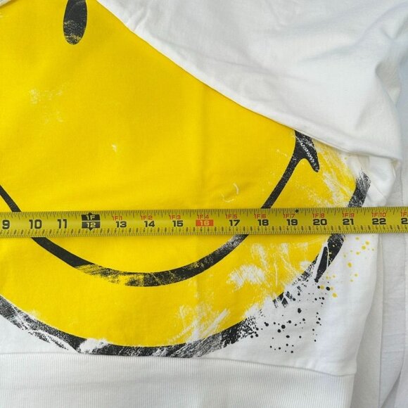 DESIGUAL Amazonas White Smiley Sweatshirt Rave Culture Cropped Relaxed Sz L NWT - Picture 11 of 13